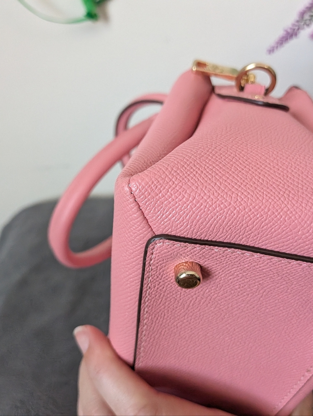 Coach Mini Lillie Carryall In Pink Cross Grain - Picture 6 of 10